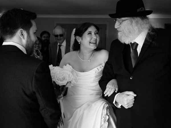 Adam and Abbey’s wedding at Tottington Manor – bride and her father ready to walk down the aisle