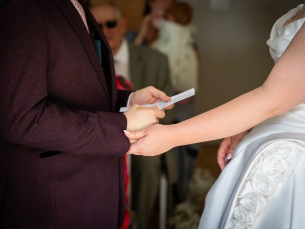 Adam and Abbey’s wedding at Tottington Manor – exchanging rings
