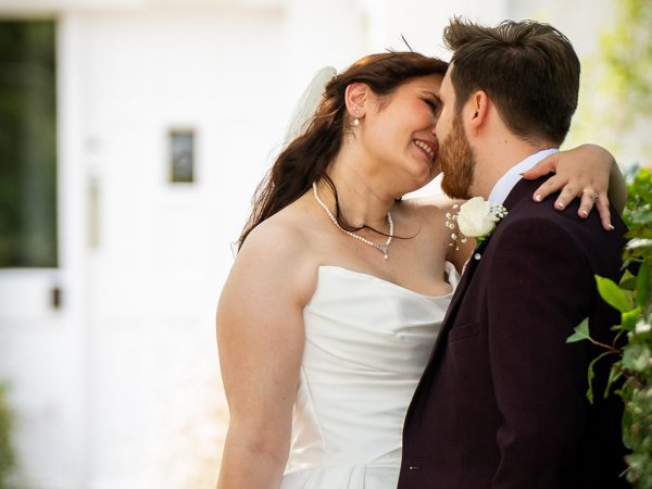 Adam and Abbey’s wedding at Tottington Manor – couple portrait in the garden