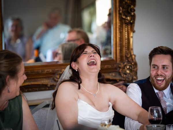 Adam and Abbey’s wedding at Tottington Manor – laughter during the speeches