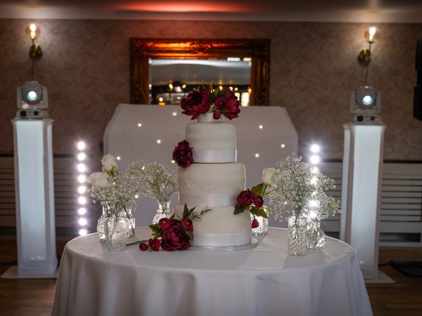 Adam and Abbey’s wedding at Tottington Manor – wedding cake